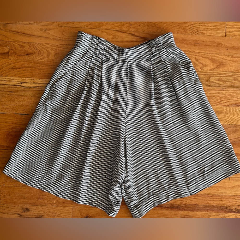 LESLIE FAY SPORTSWEAR Shorts 80s 90s Pleated Houndstooth Pockets USA Small